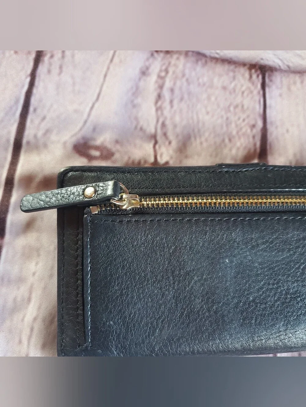 Kate Spade Slim Bailey Black Pebbled Leather Wallet Bifold Credit Checkbook